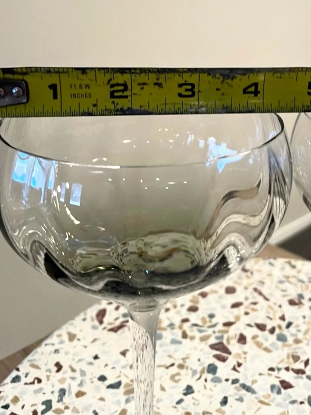 Pair (2) Sur la Table Smoke and Clear Wine Glasses | Signed | EUC